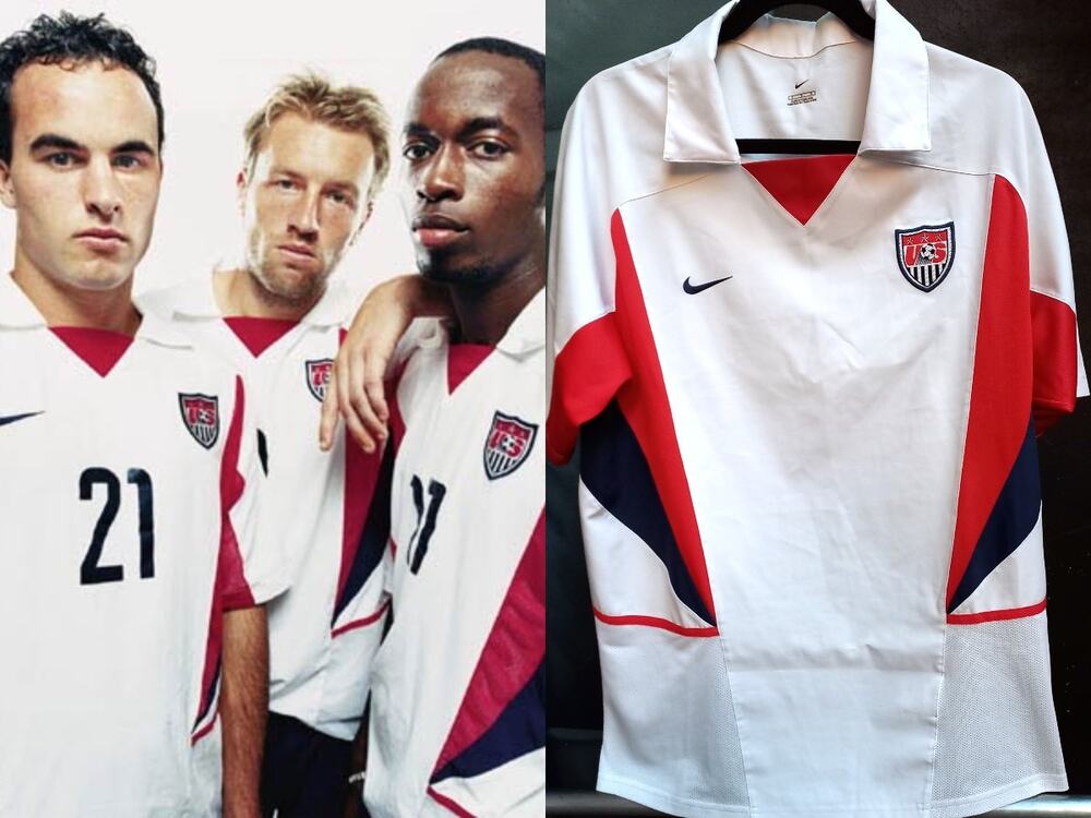 US Soccer 2002 NIKE Korea Japan World Cup jersey L white home FIFA football vtg